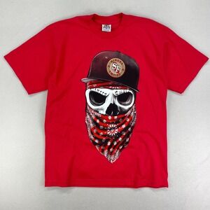 San Francisco 49ers PRO 5‎ T-Shirt Mens XL NINERS GANG Skull Graphic Tee Thick